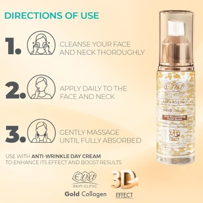 Eva Skin Clinic Anti-Ageing Gold Collagen Skin Rejuvenating Facial Serum 30 ml - Image 5